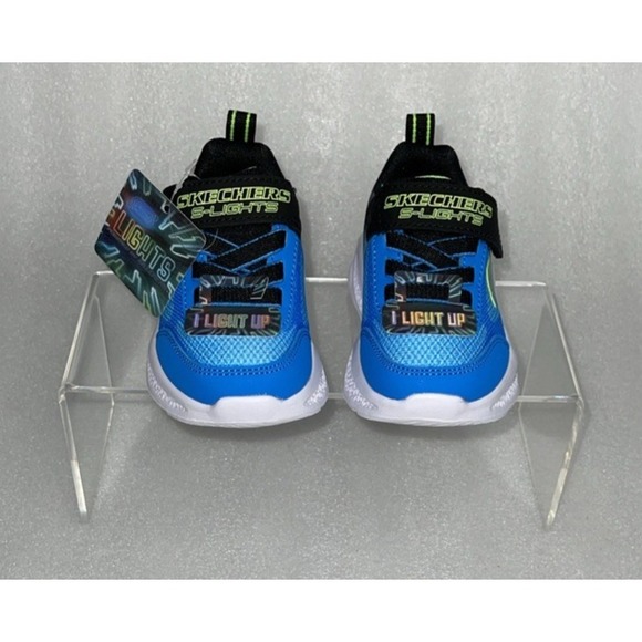 S Lights By Skechers Meteor Krendox Sneakers Stretch Laces Toddler Boy Size 6 - Picture 7 of 17